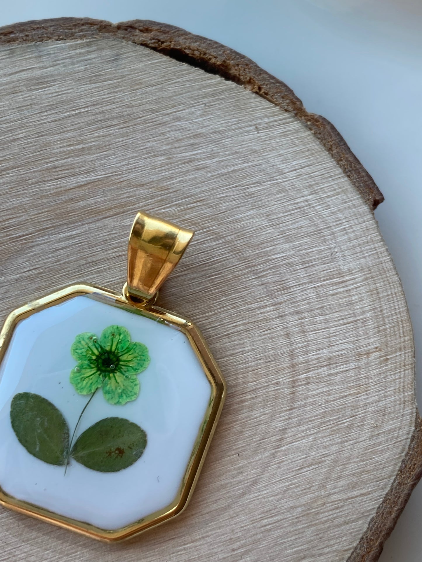 Ciondolo Green Flower Ottagonale
