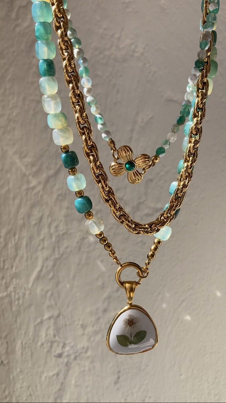 Collana Girocollo Cubic Green