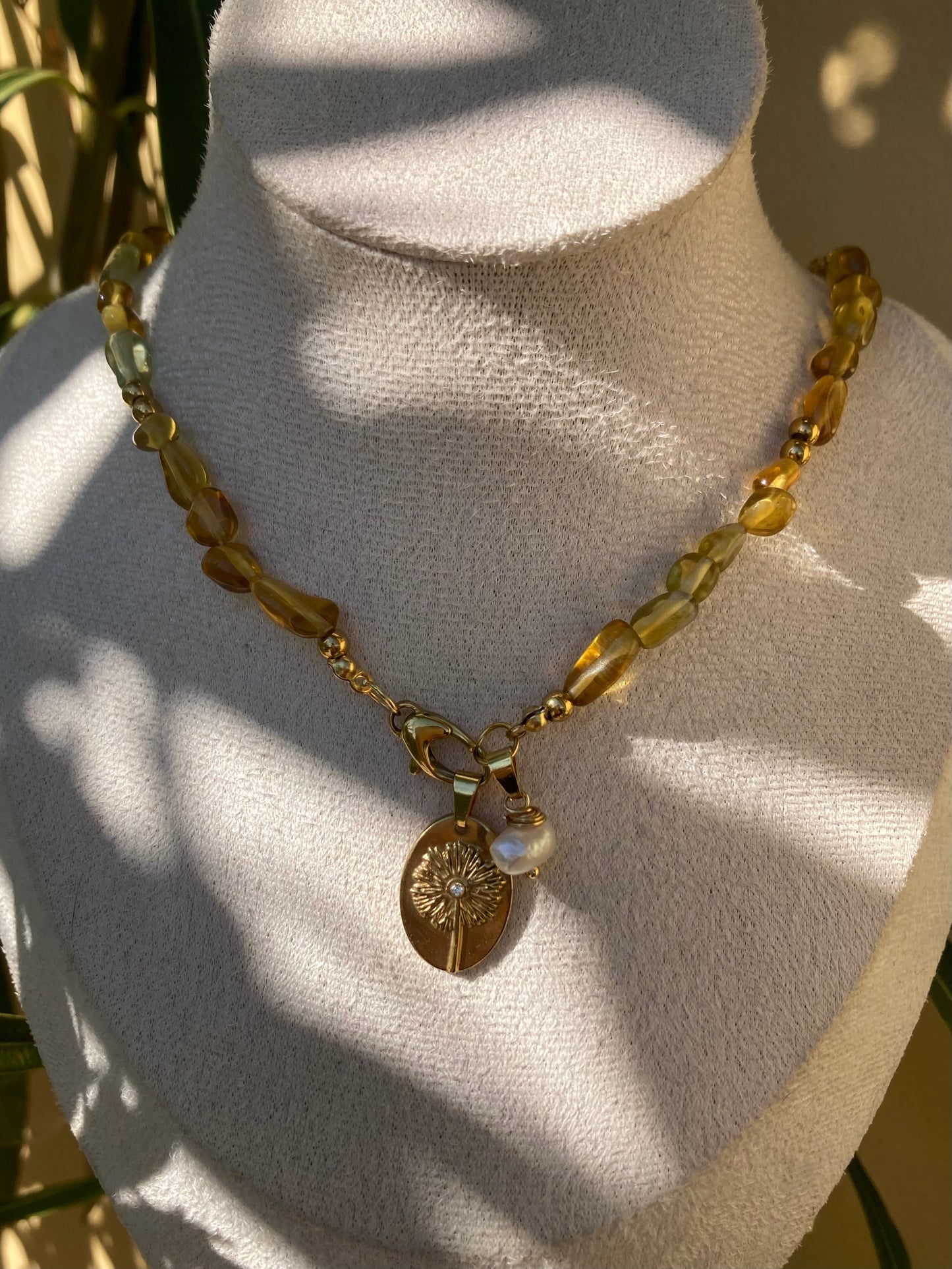 Collana Girocollo Quarzo Citrino Con Pendenti