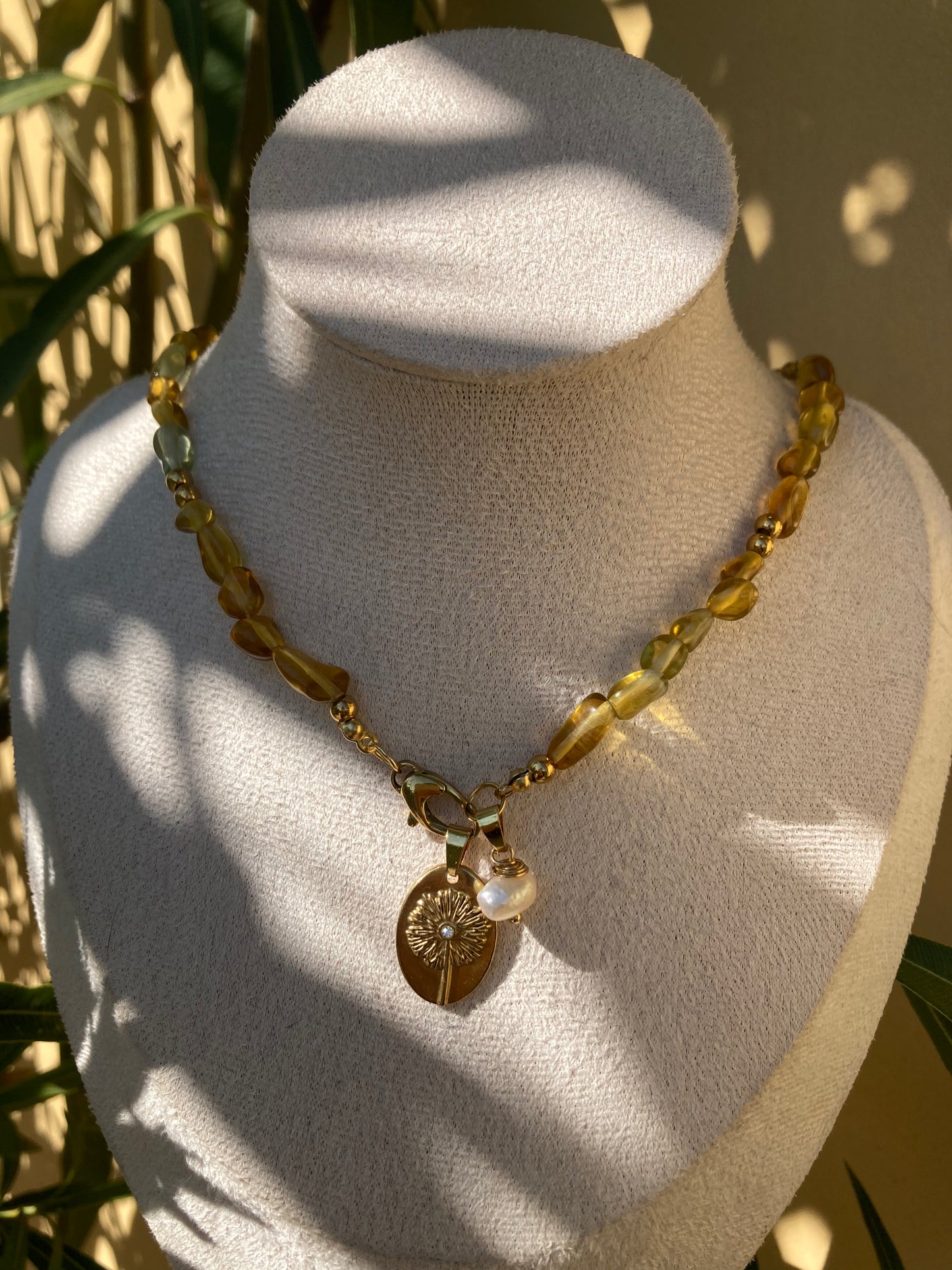 Collana Girocollo Quarzo Citrino Con Pendenti