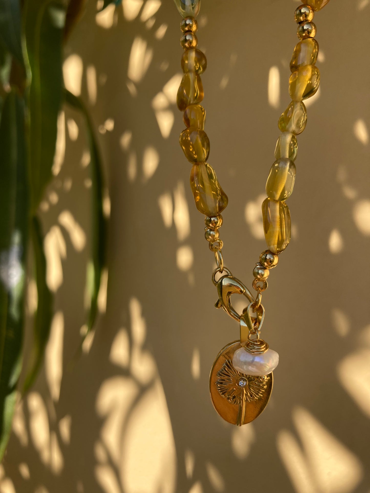 Collana Girocollo Quarzo Citrino Con Pendenti