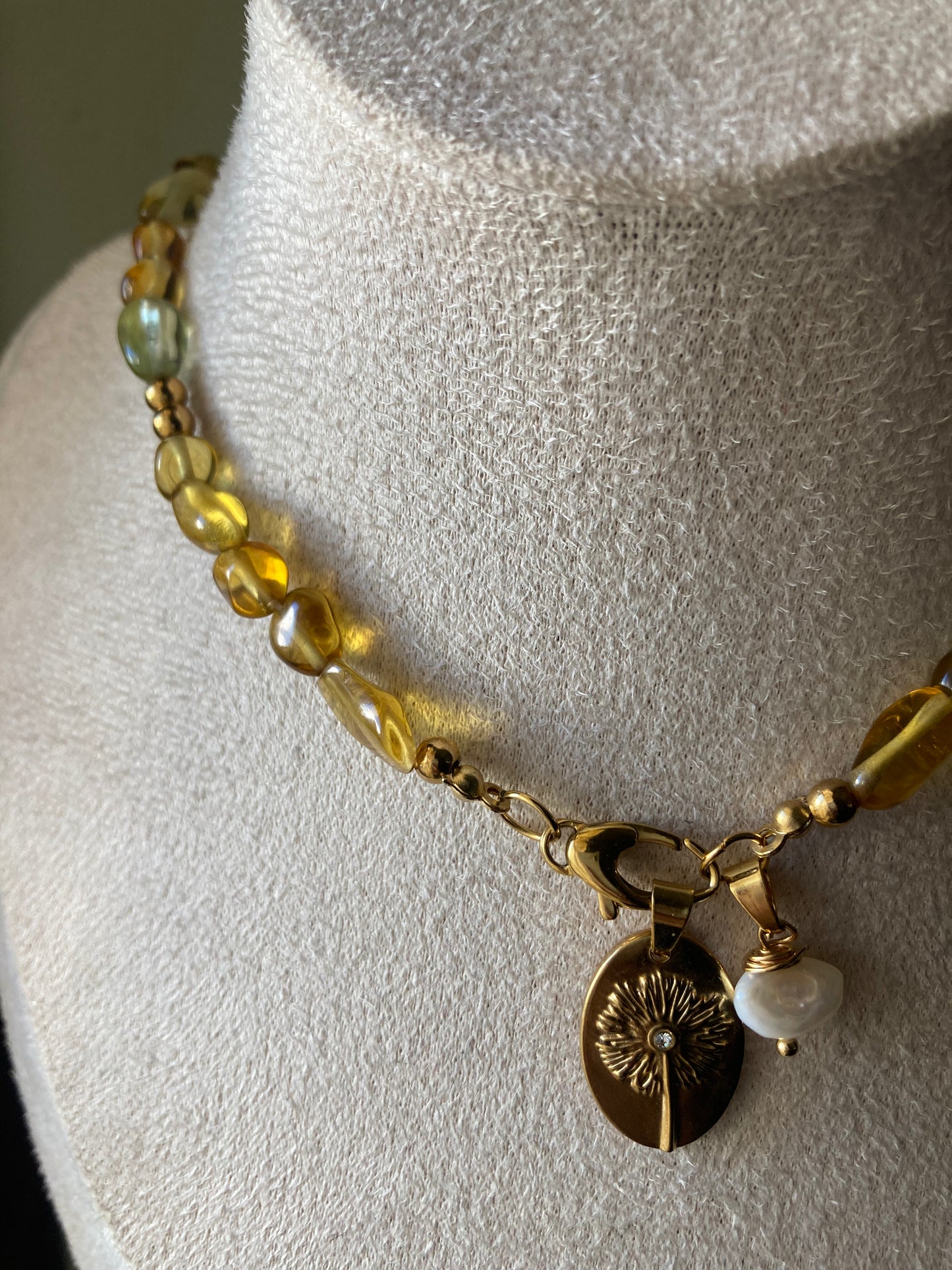 Collana Girocollo Quarzo Citrino Con Pendenti