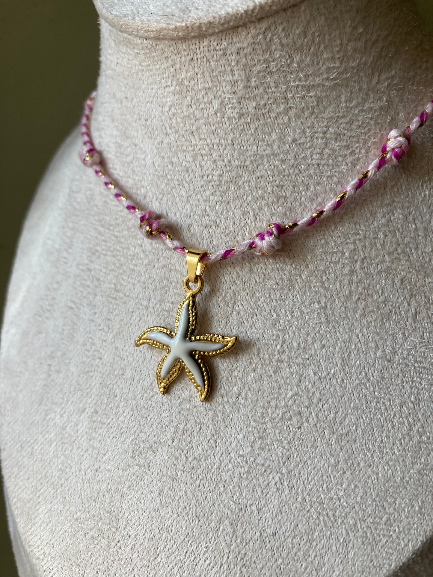 Collanina Kora Cordino Rosa 1 Pendente