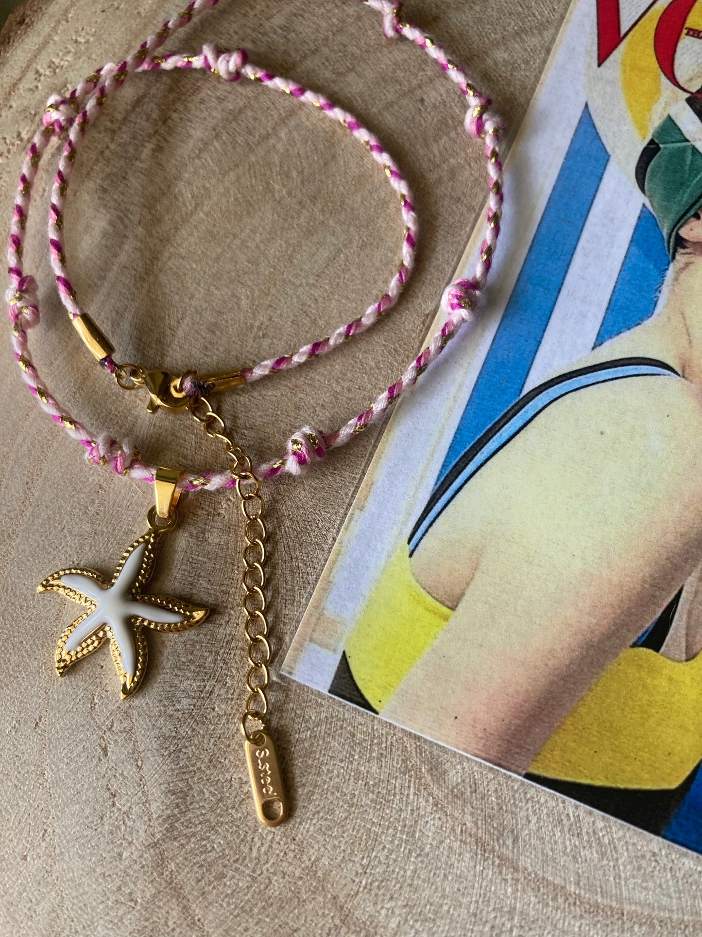 Collanina Kora Cordino Rosa 1 Pendente