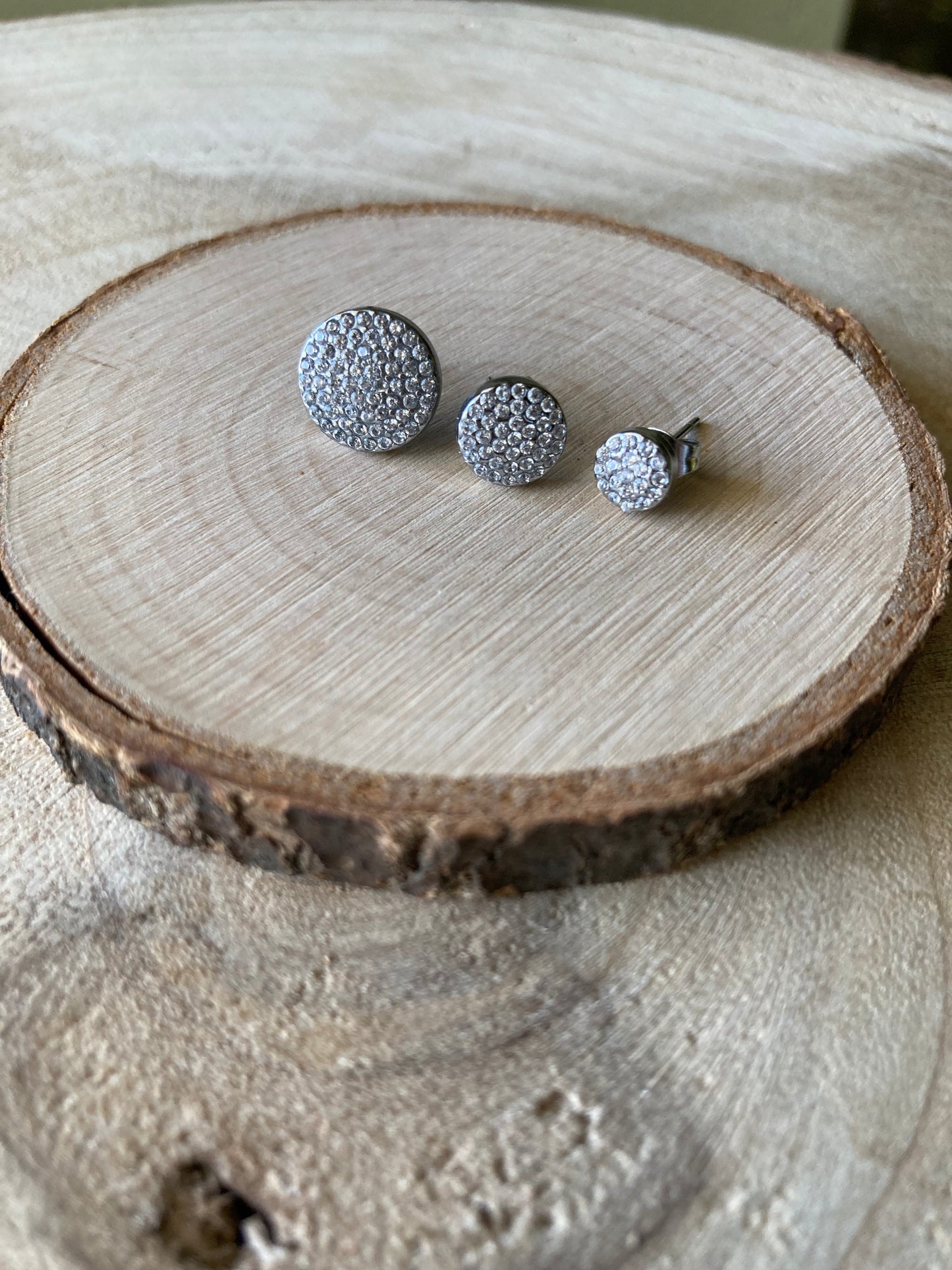 Orecchino Tondo Pavè Silver