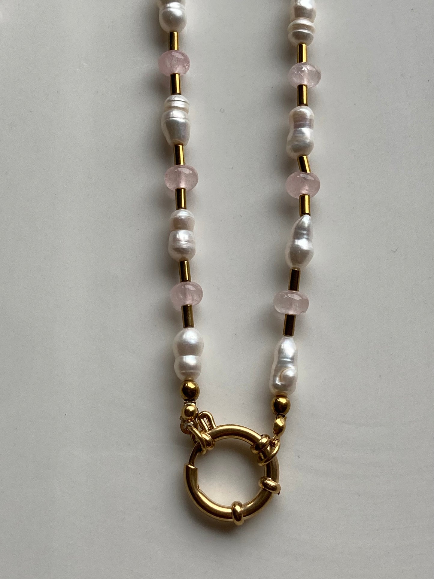 Collana Perle di Fiume, Giada Rosa, Ematite
