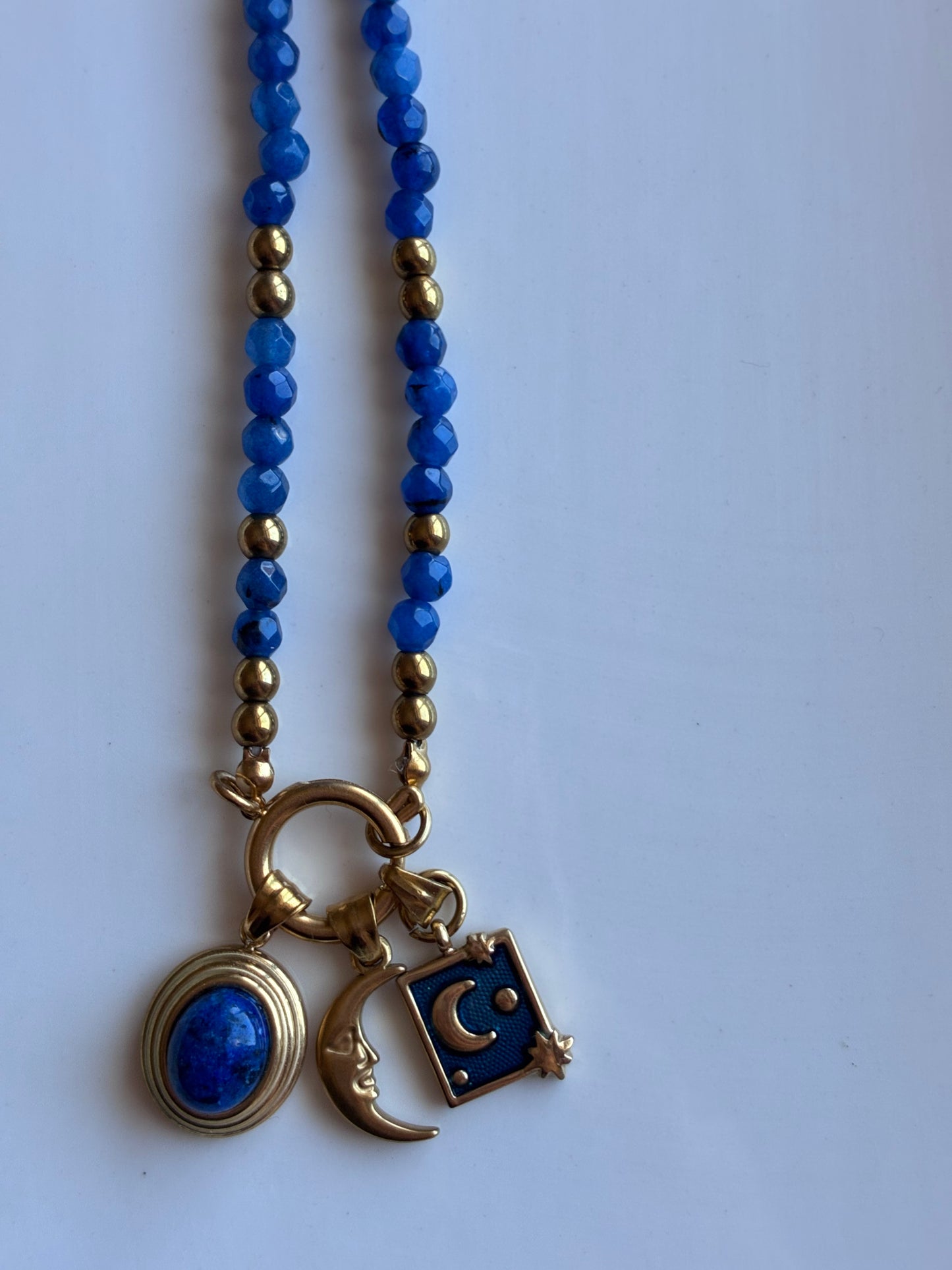 Collana Girocollo Giada Blu Tre Pendenti