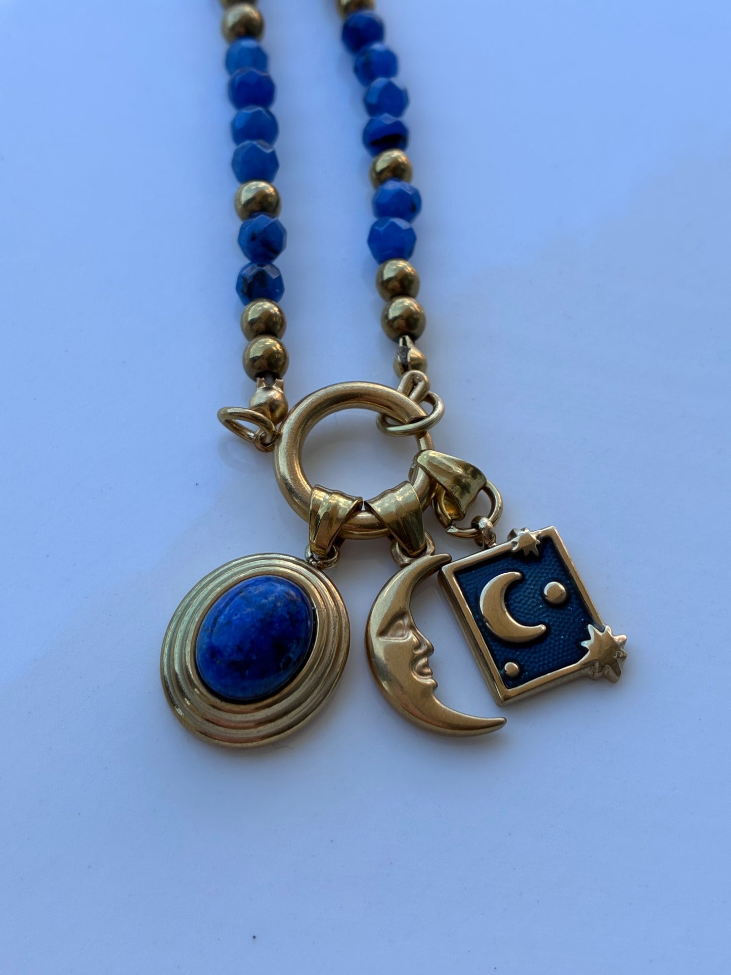 Collana Girocollo Giada Blu Tre Pendenti
