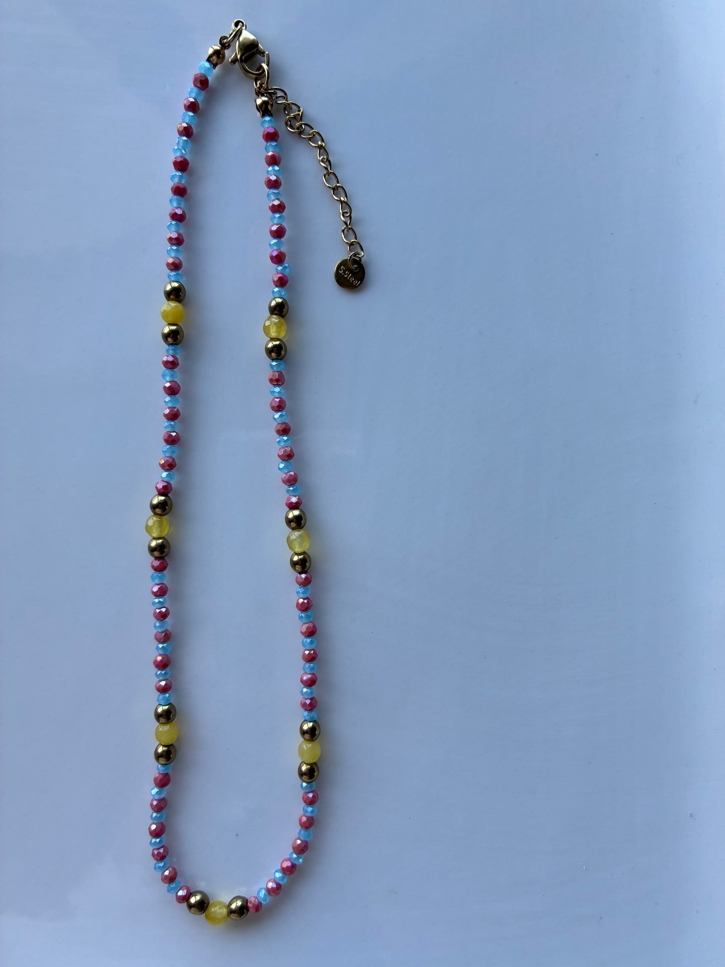 Collana Girocollo Bi-Color Cristalli, Pietre Colorate ed Ematite