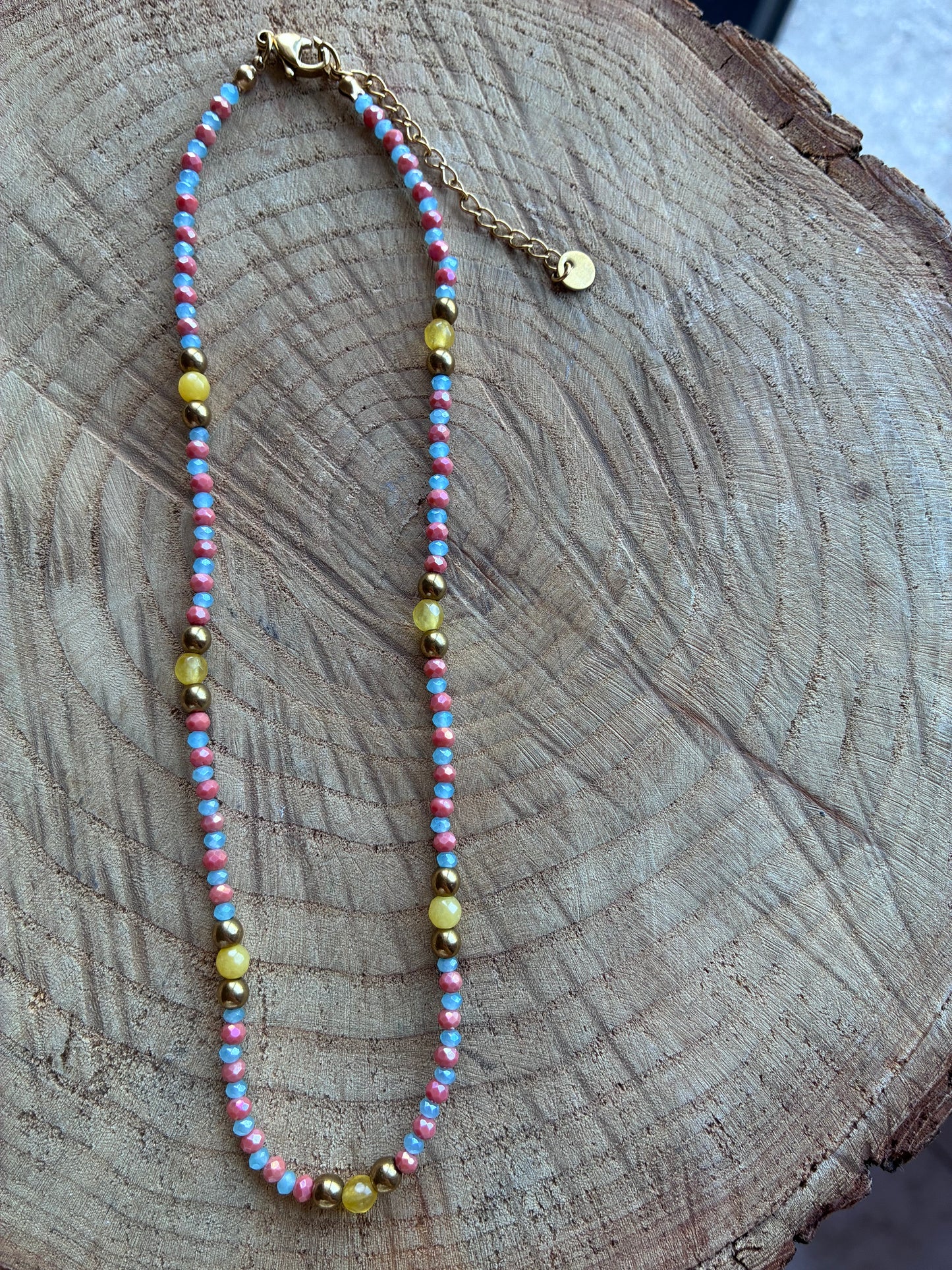 Collana Girocollo Bi-Color Cristalli, Pietre Colorate ed Ematite