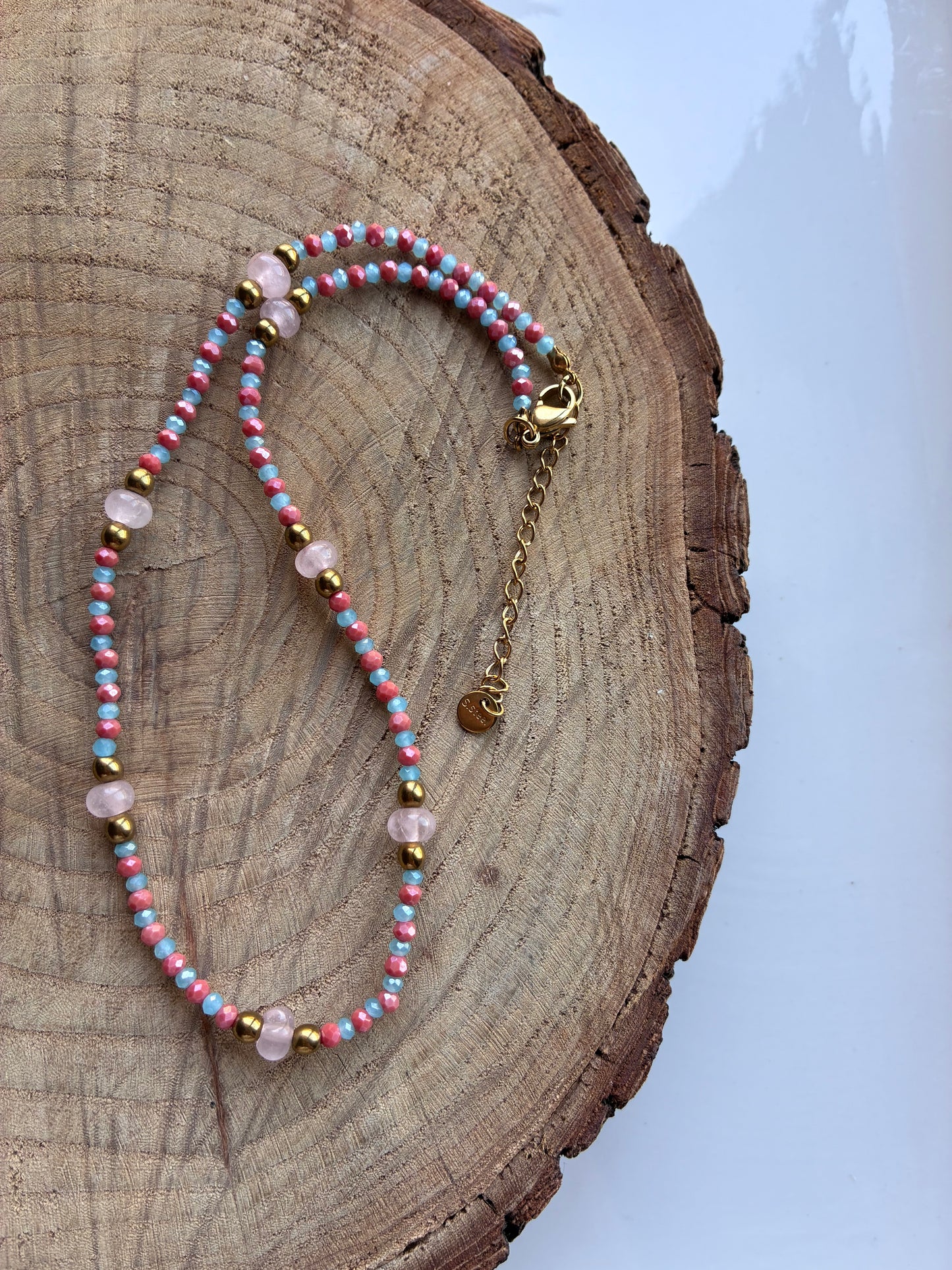 Collana Girocollo Bi-Color Cristalli, Pietre Colorate ed Ematite