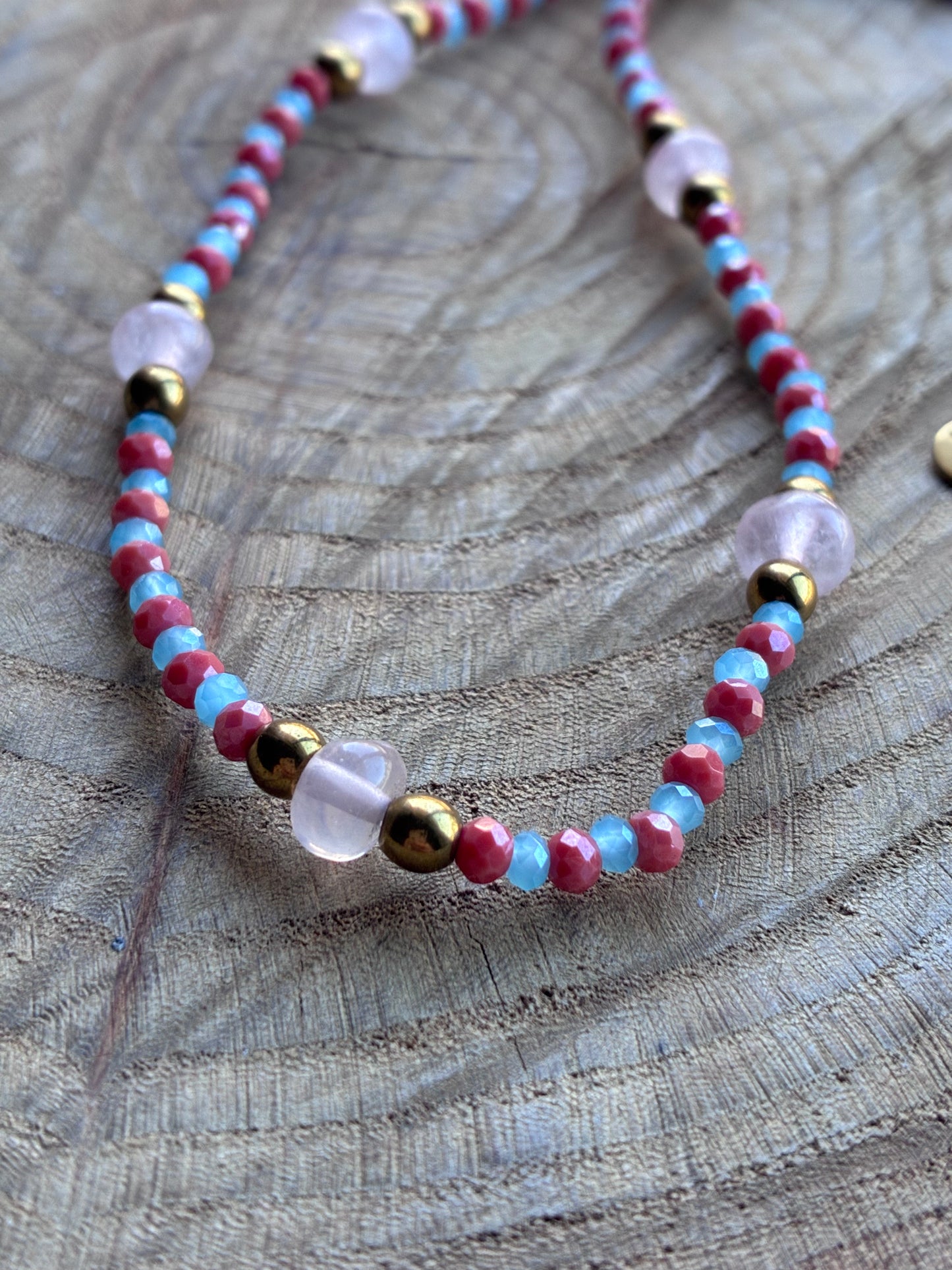 Collana Girocollo Bi-Color Cristalli, Pietre Colorate ed Ematite