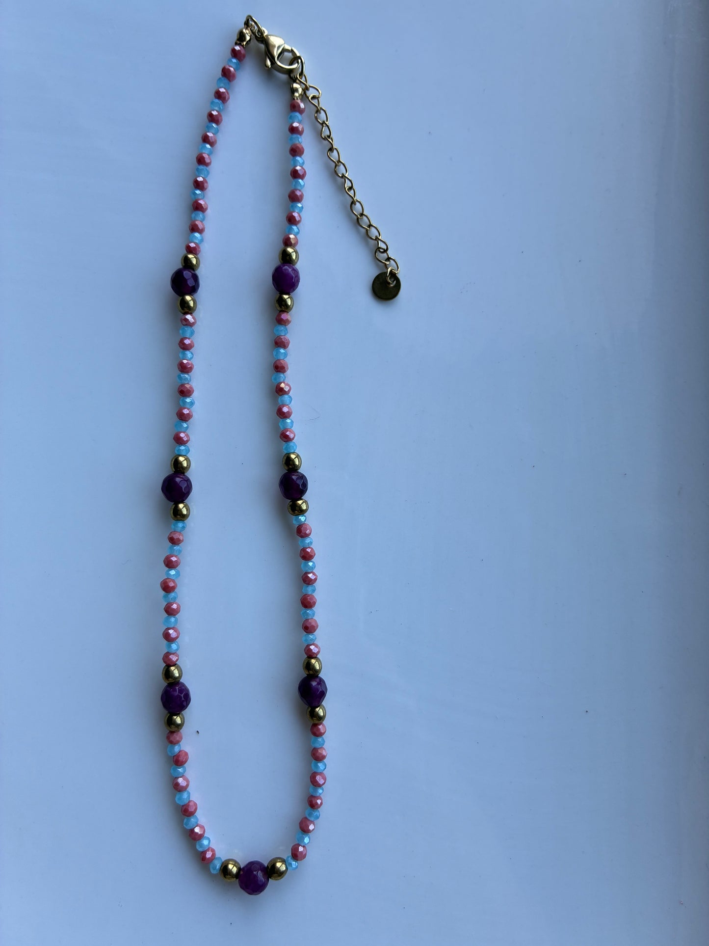 Collana Girocollo Bi-Color Cristalli, Pietre Colorate ed Ematite