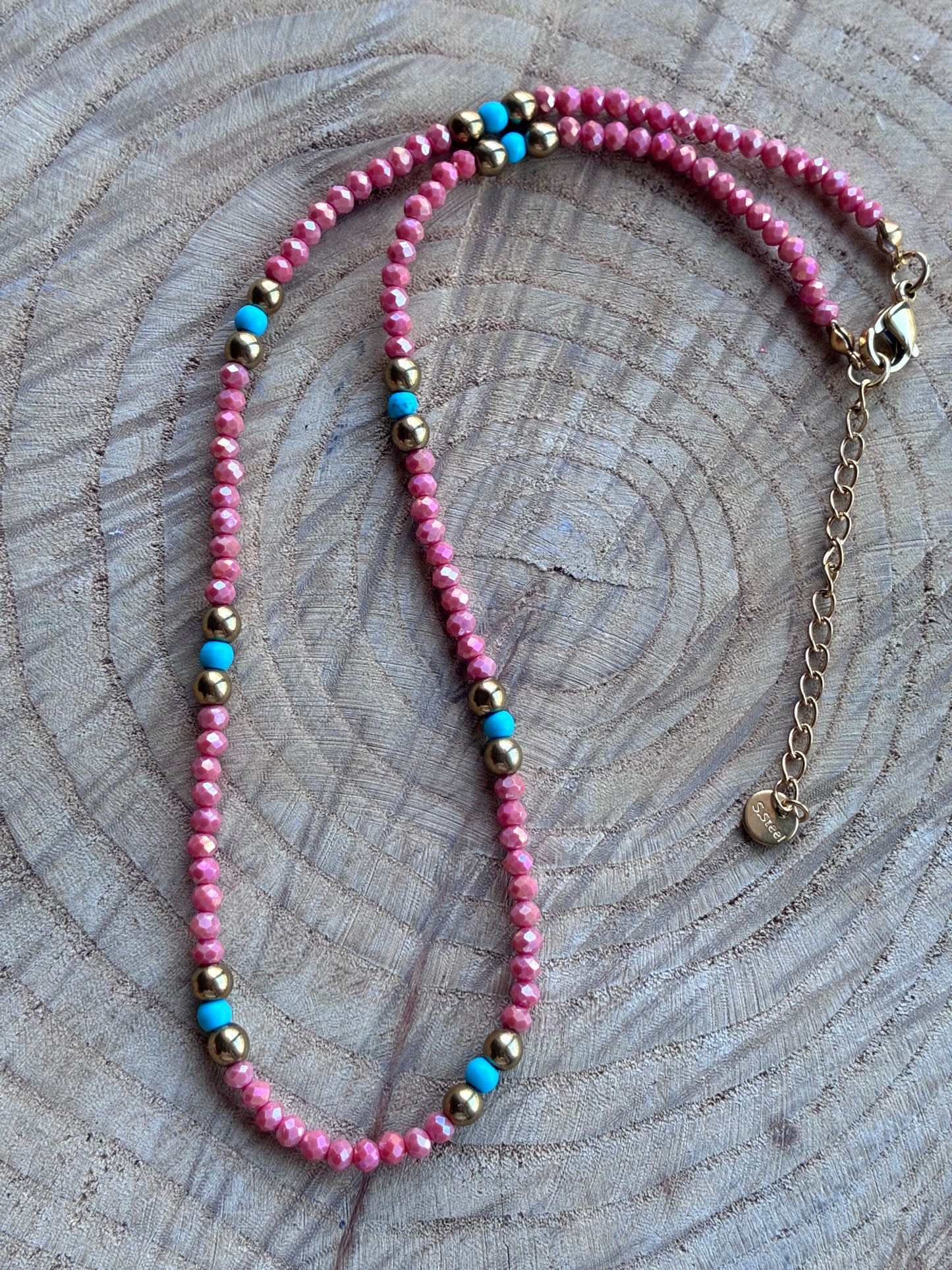 Collana Girocollo Bi-Color Cristalli, Pietre Colorate ed Ematite