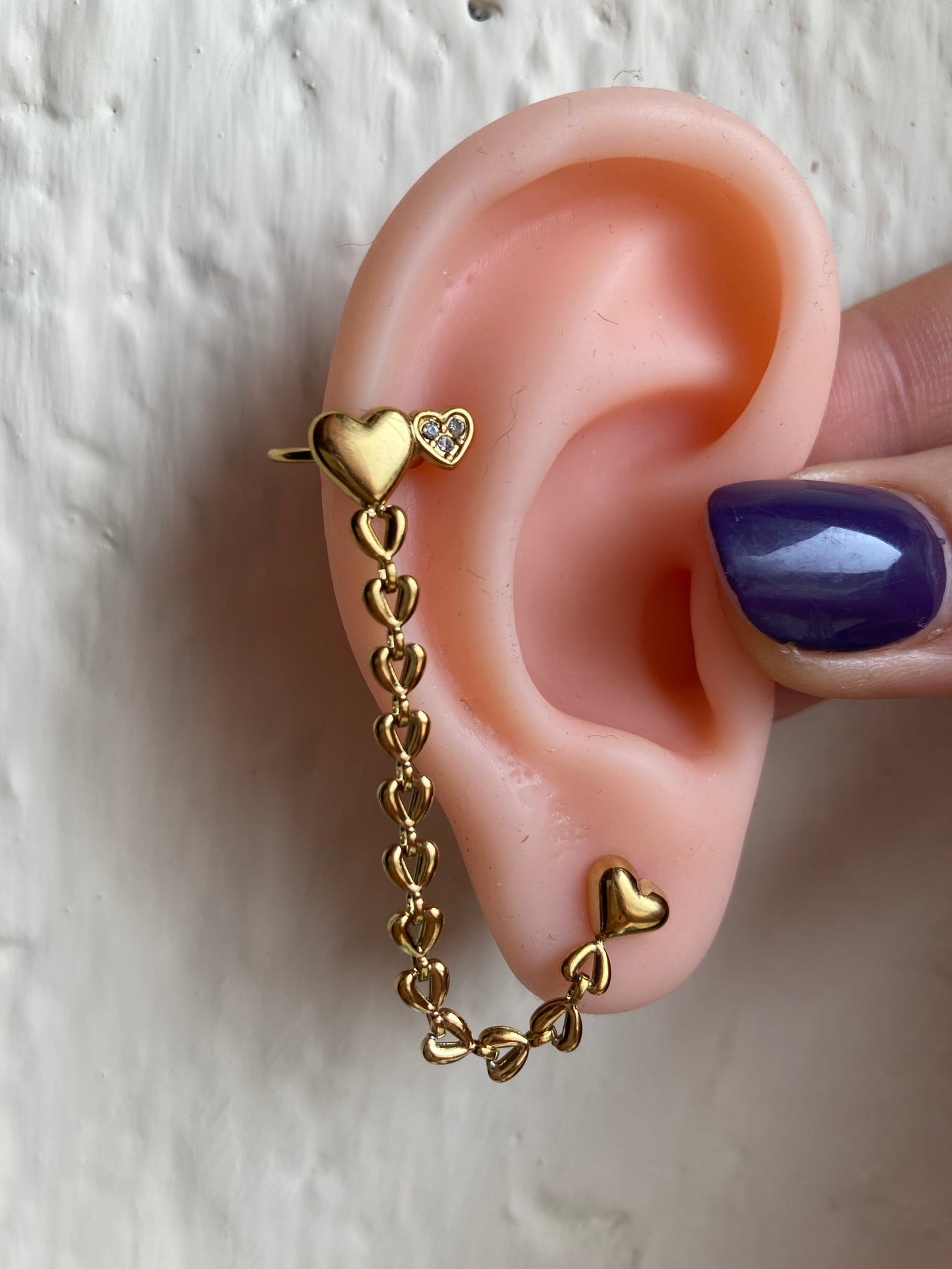 Orecchino Più Earcuff Chain Cuore
