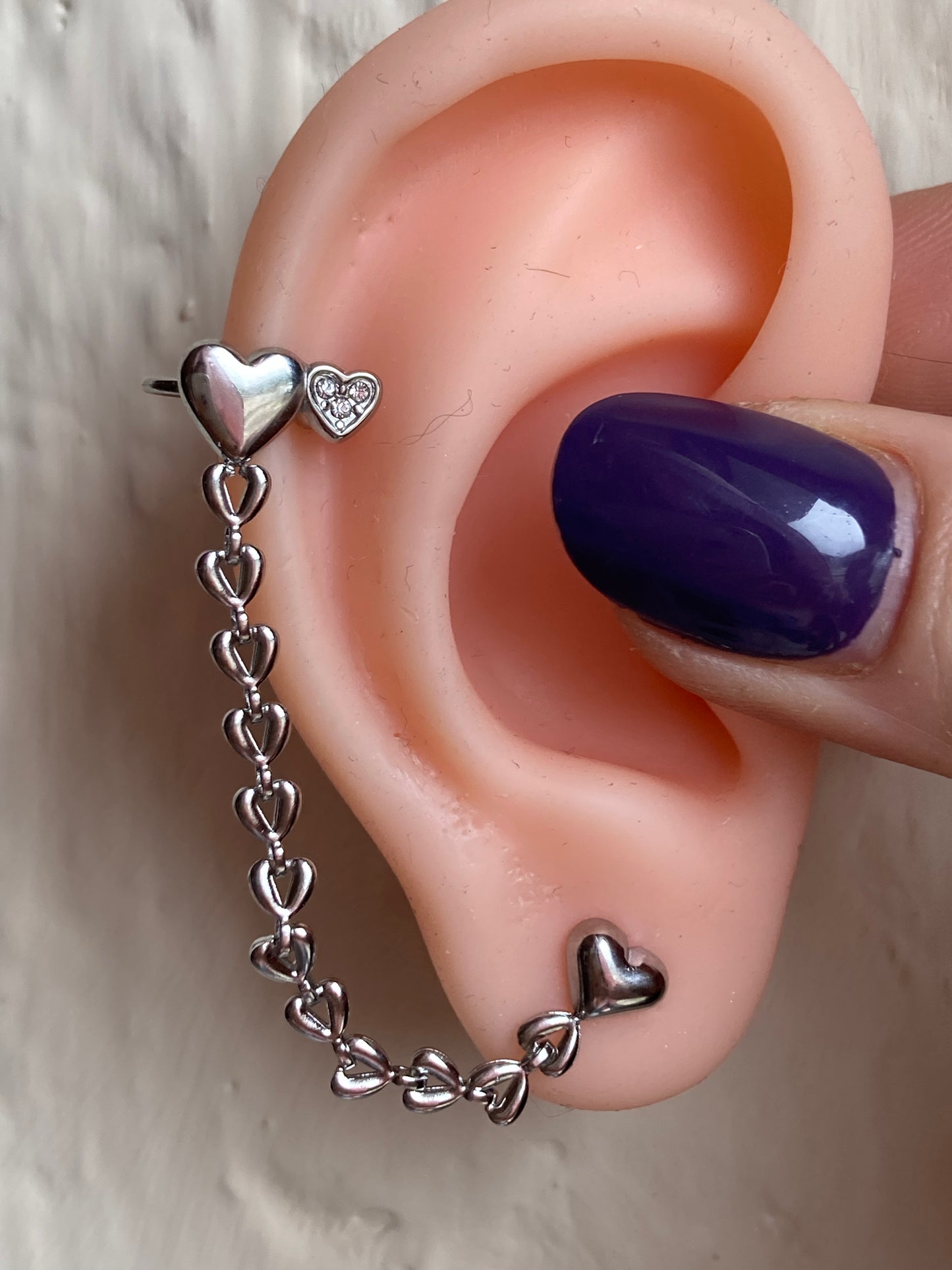 Orecchino Più Earcuff Chain Cuore