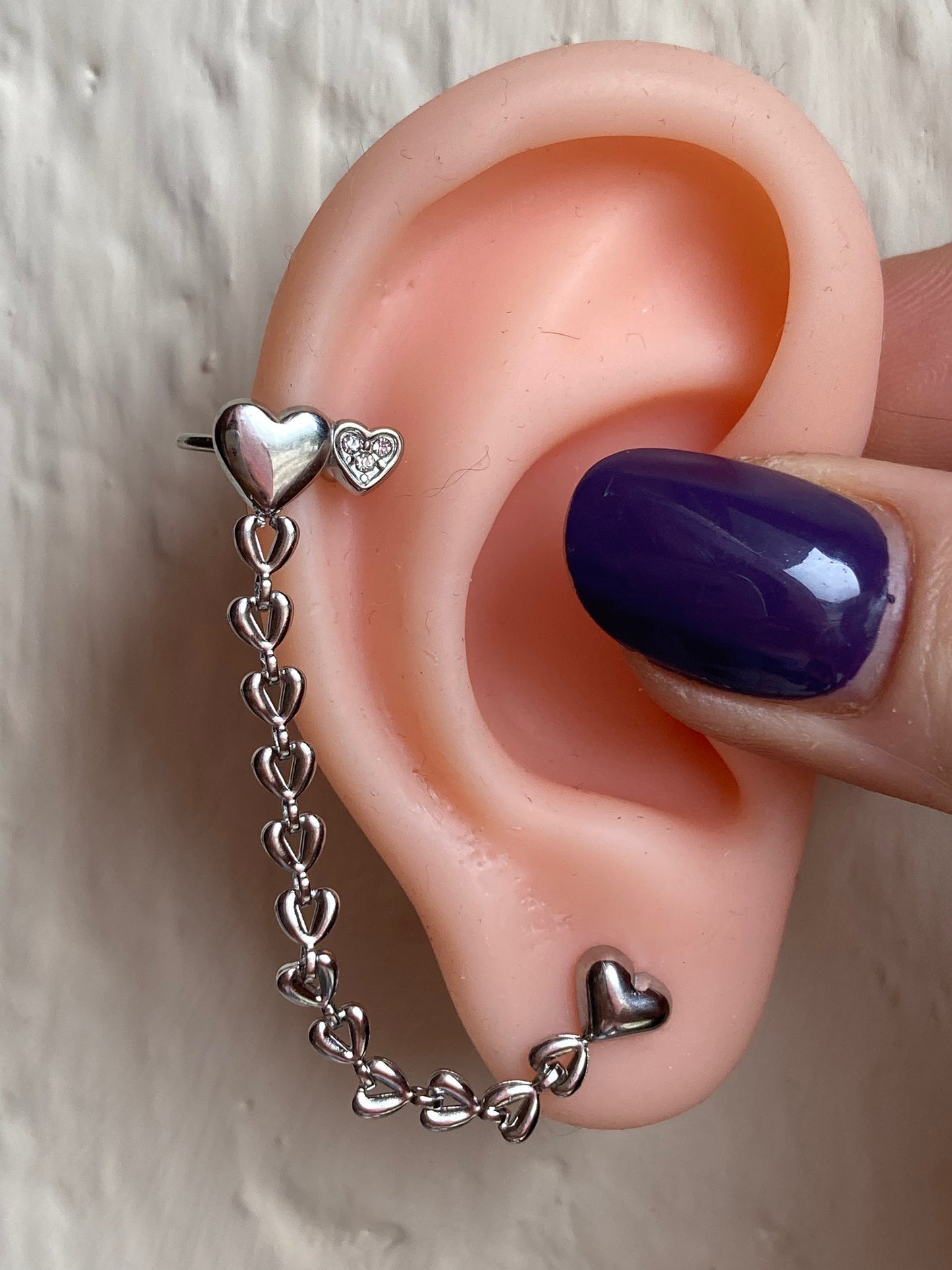 Orecchino Più Earcuff Chain Cuore