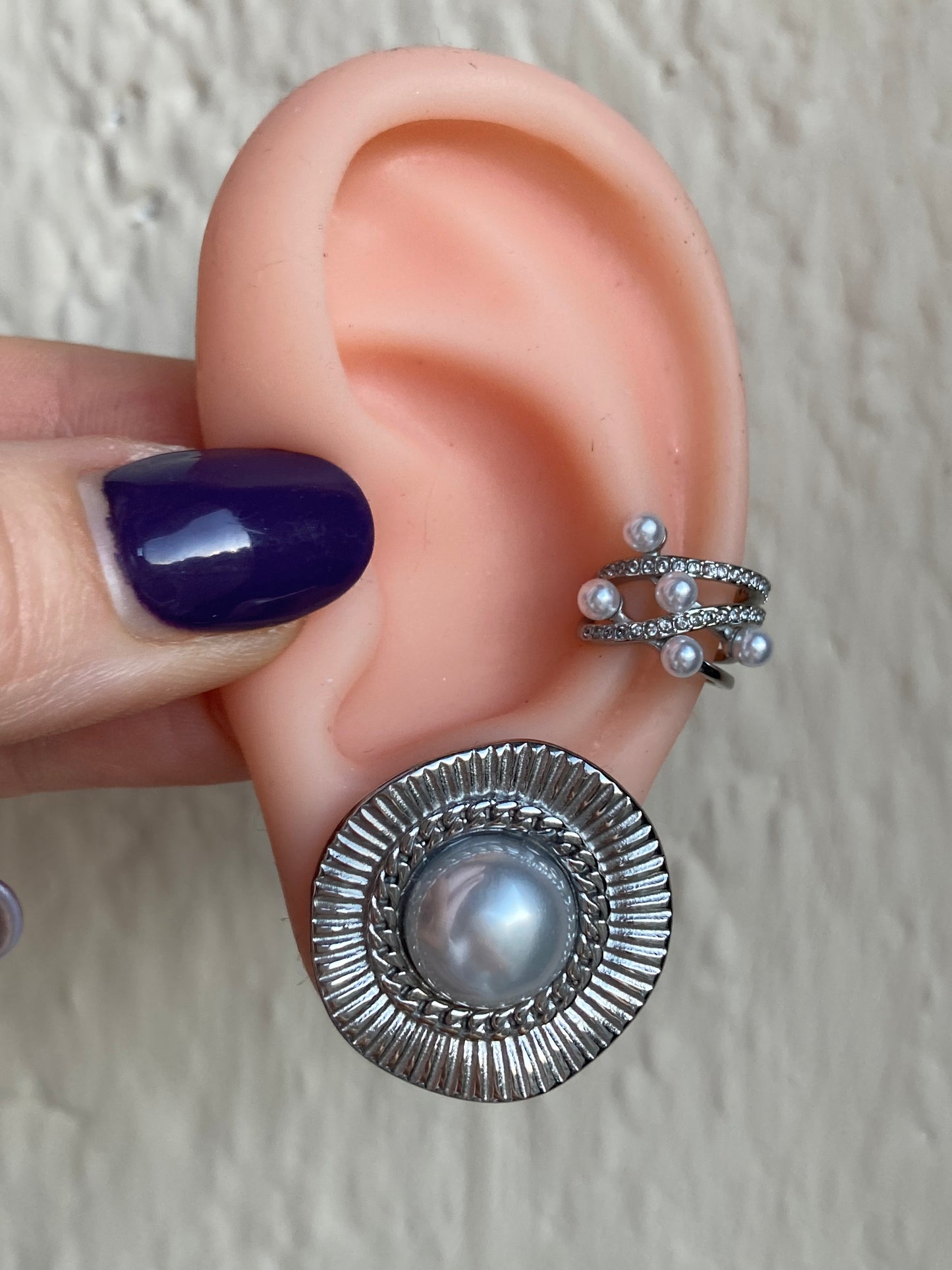 Orecchino Earcuff Intreccio di Perle