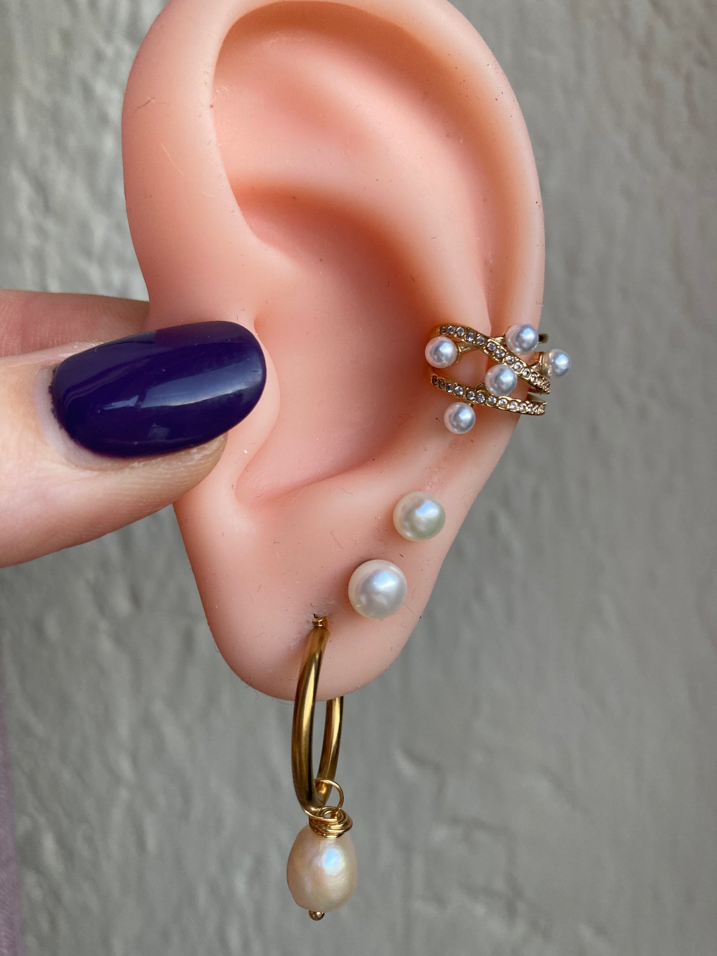 Orecchino Earcuff Intreccio di Perle