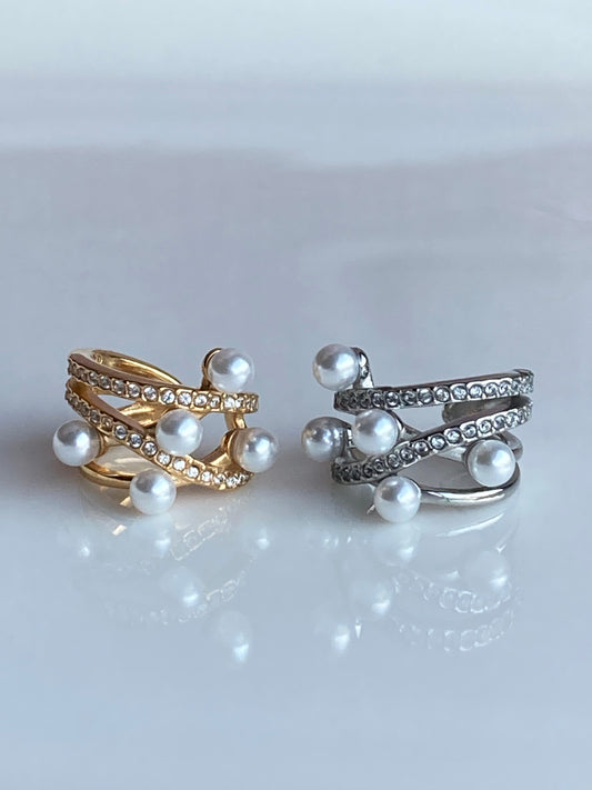 Orecchino Earcuff Intreccio di Perle