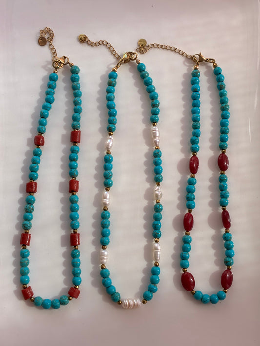 Girocollo Choker con Pasta di Turchese in Tre Diversi Abbinamenti