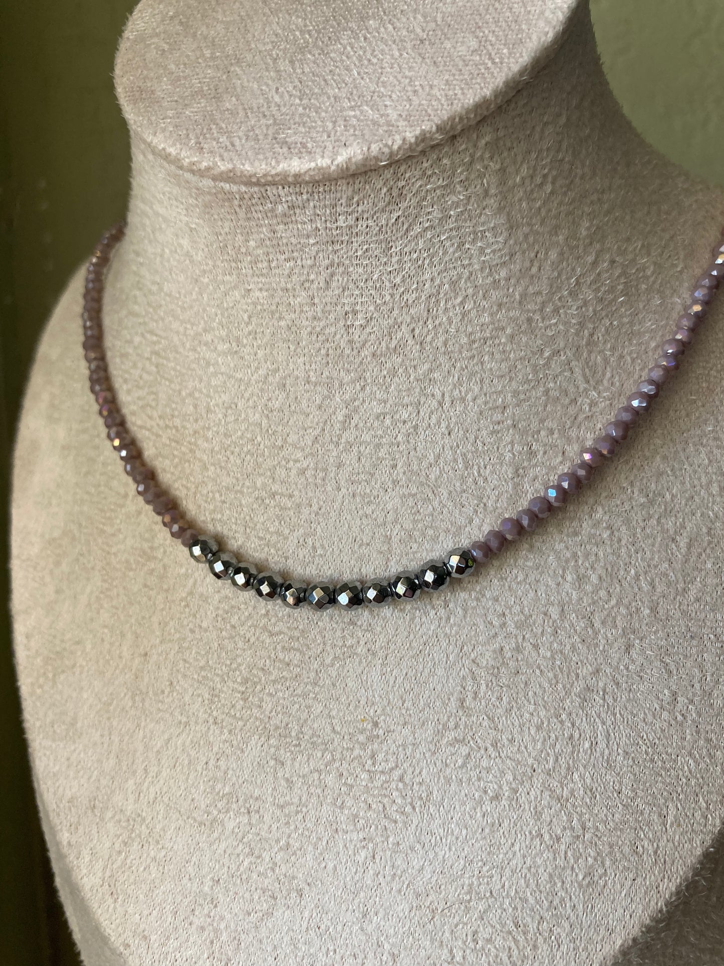 Collana Cristalli Glicine Ematite Argentata