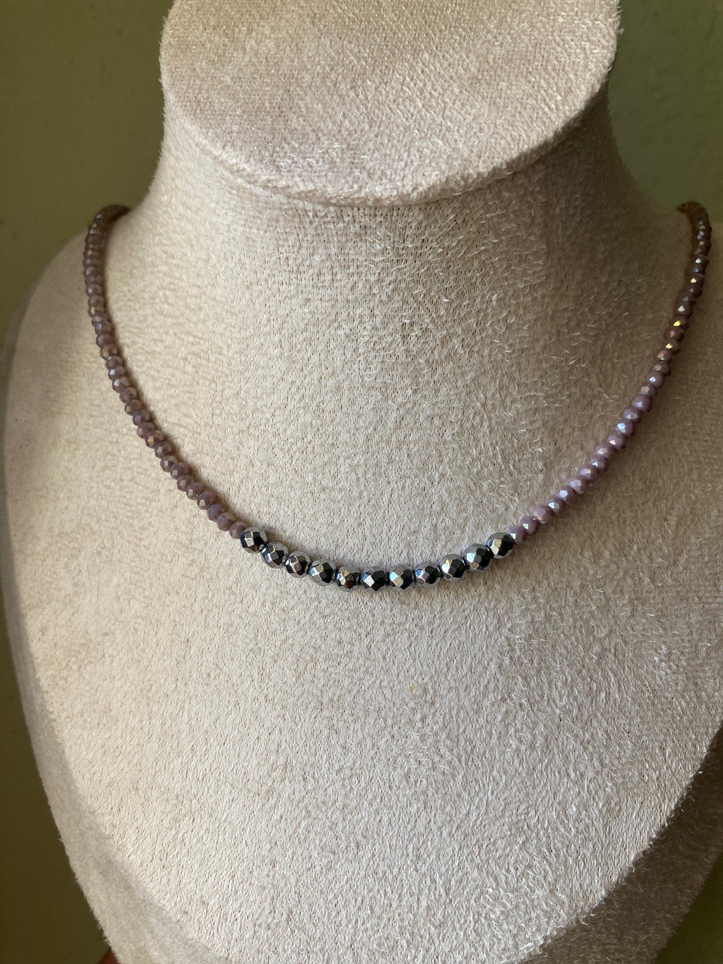 Collana Cristalli Glicine Ematite Argentata