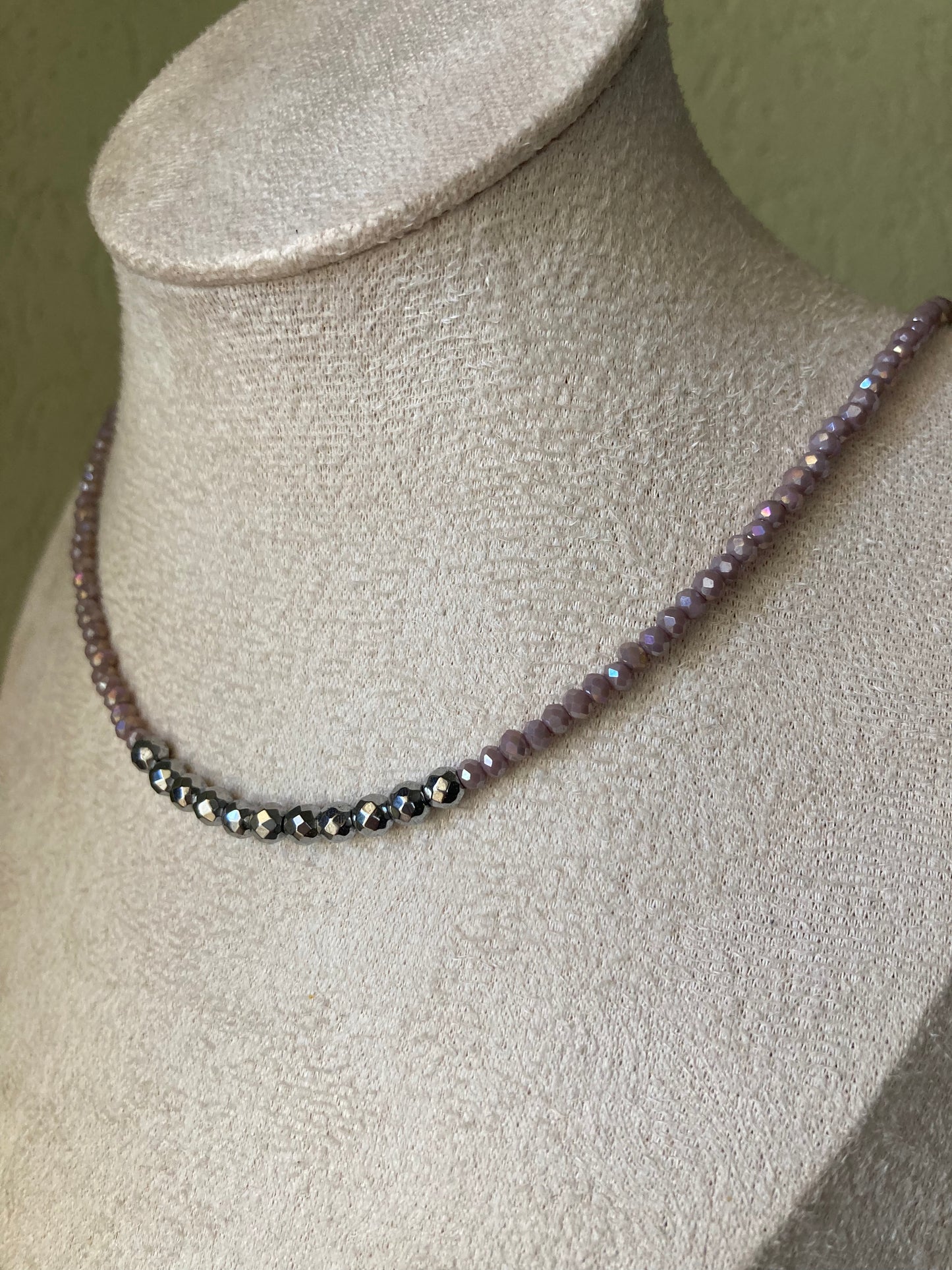 Collana Cristalli Glicine Ematite Argentata