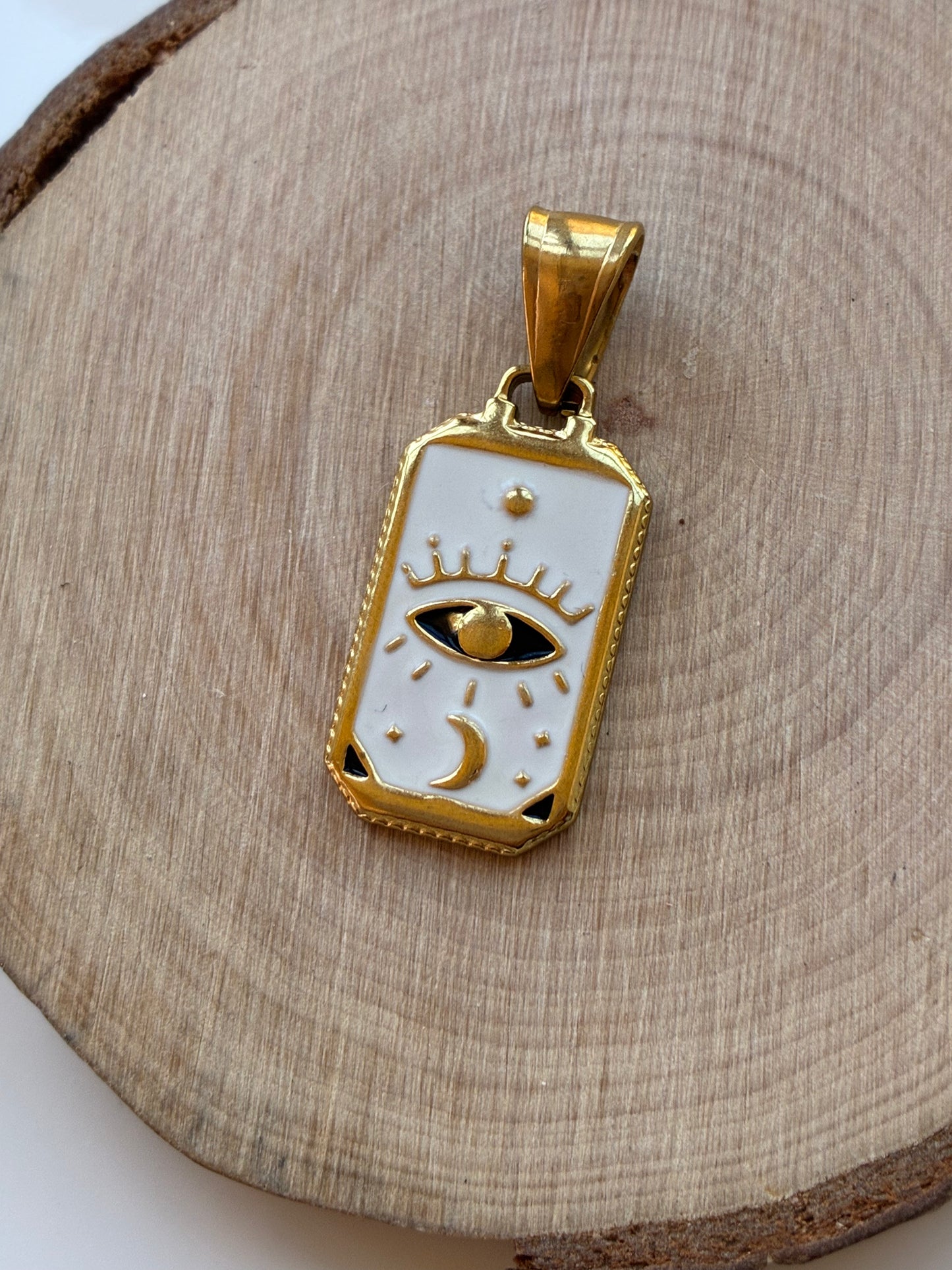 Ciondolo Occhio Turco Sfondo Bianco Rettangolare
