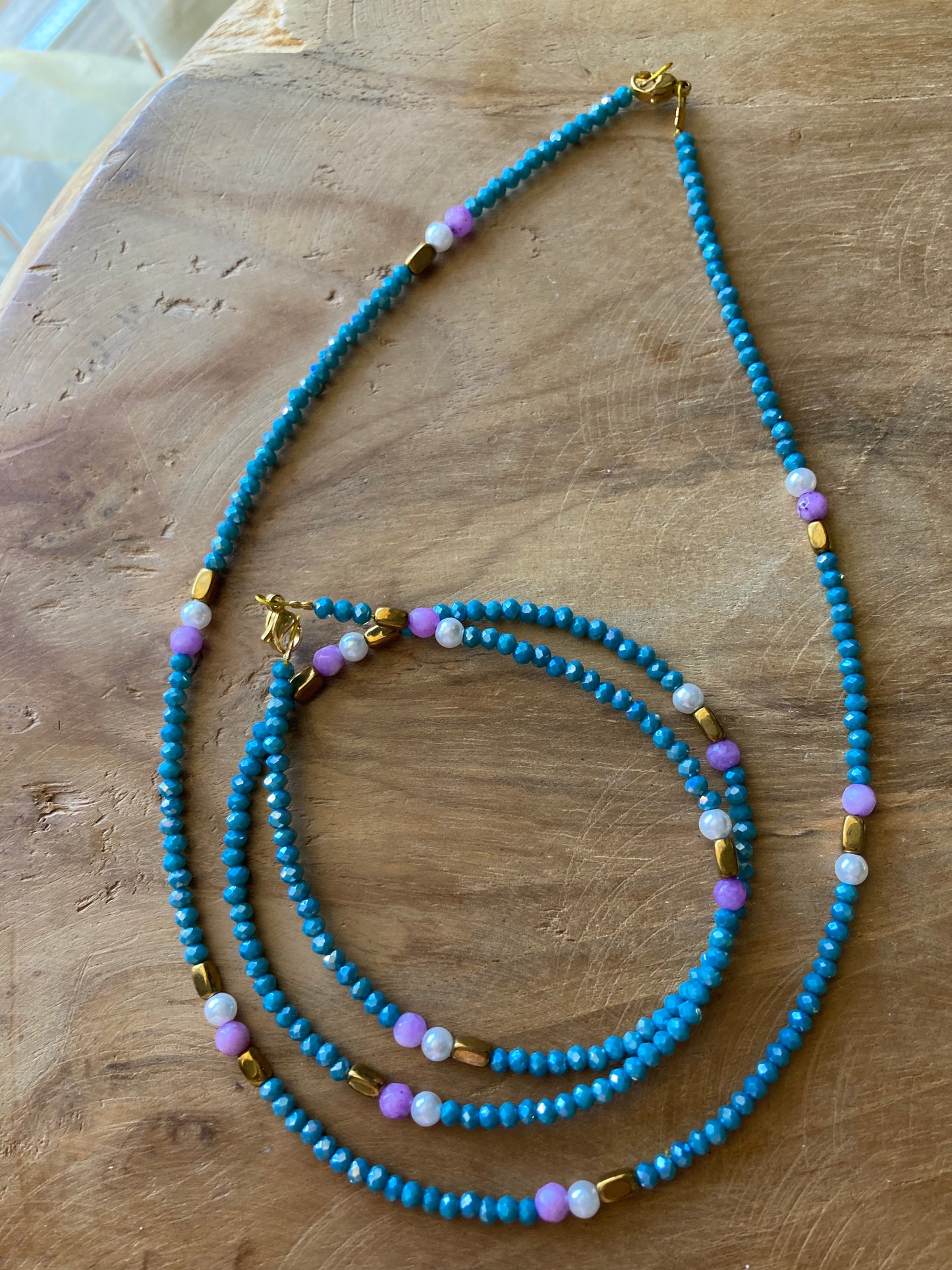 Collanina Girocollo Cristalli Ematite, Pietre Dure, Perle