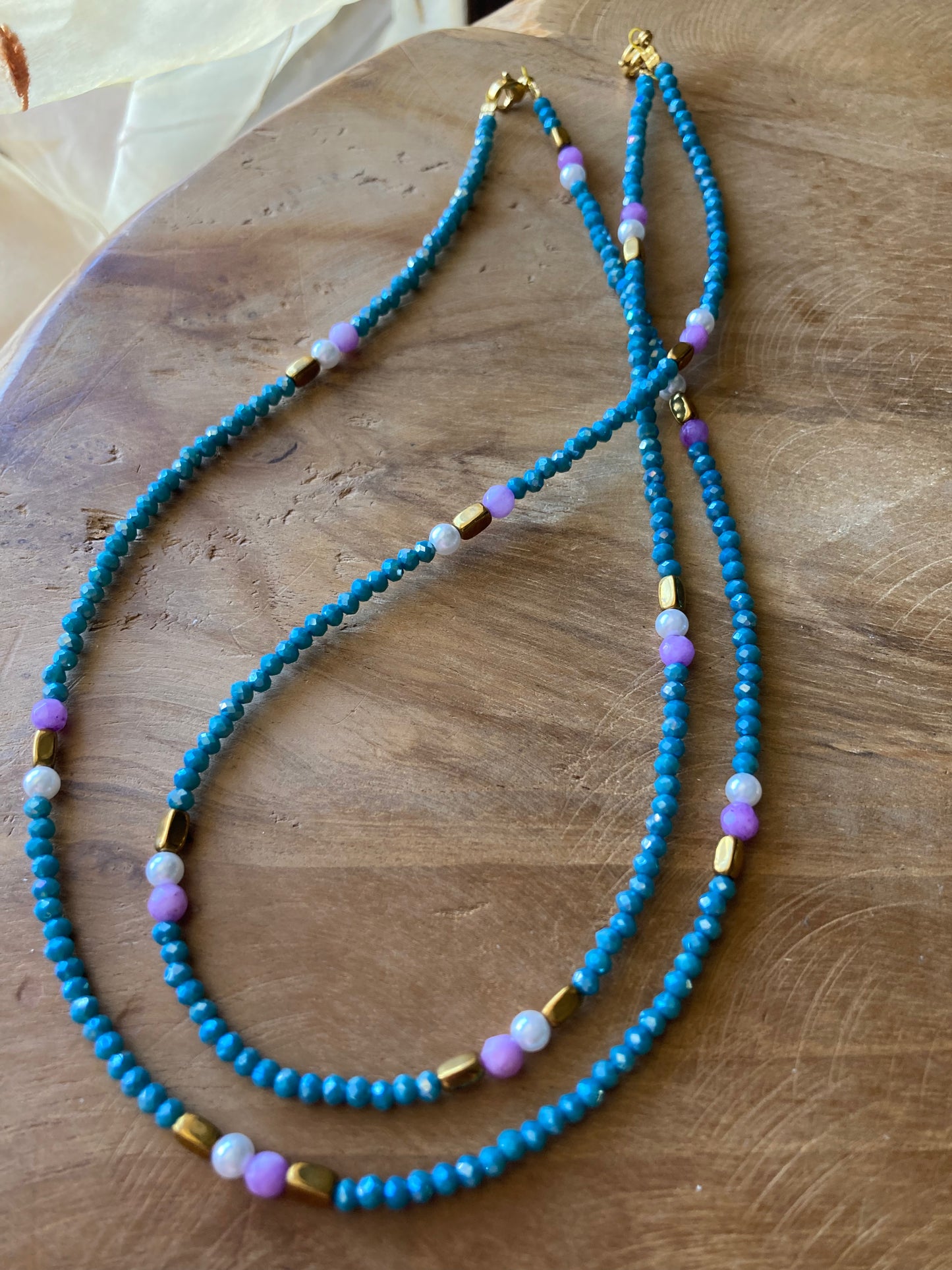 Collanina Girocollo Cristalli Ematite, Pietre Dure, Perle