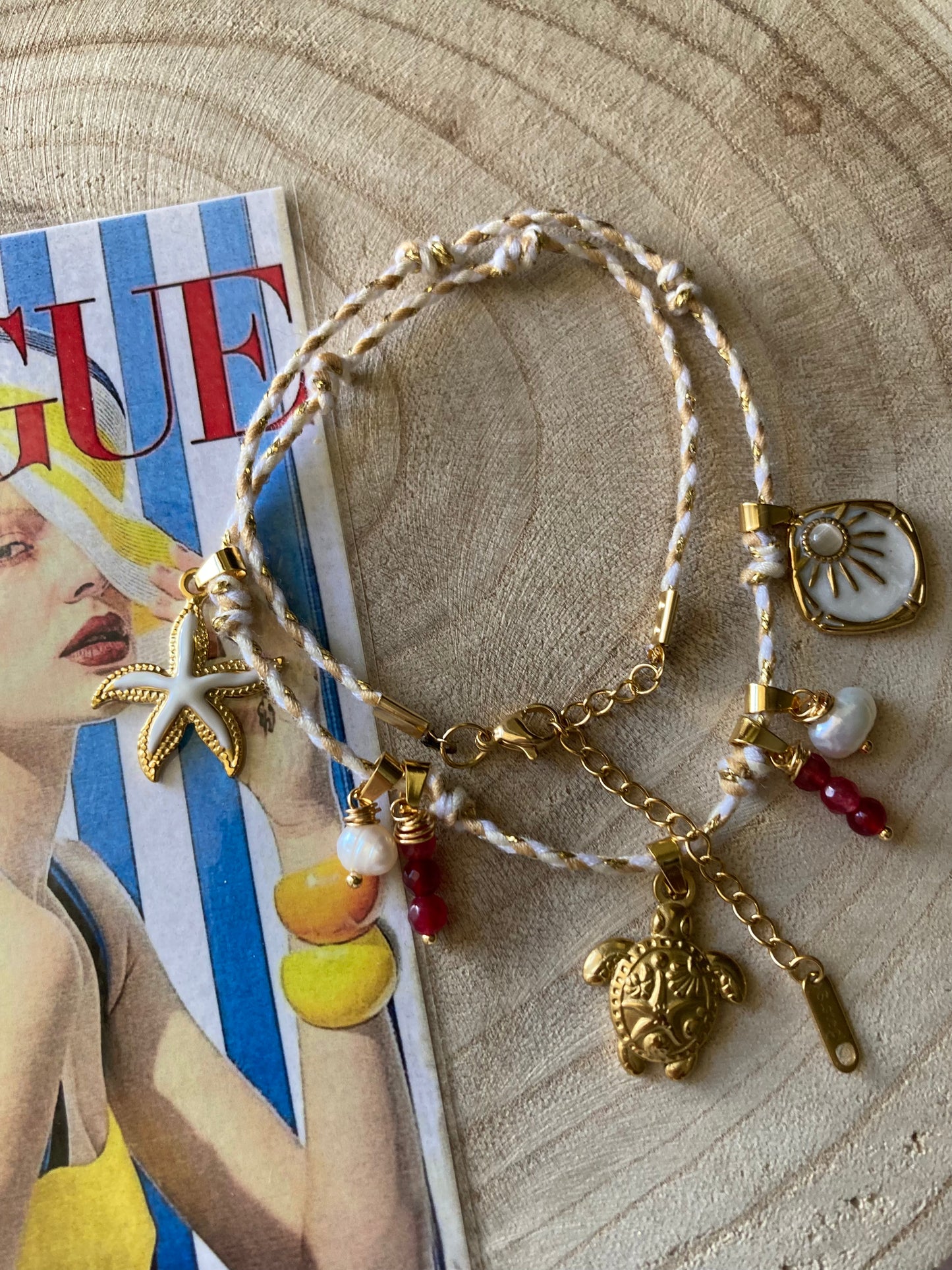 Collanina Kora Cordino Bianco 5 Pendenti