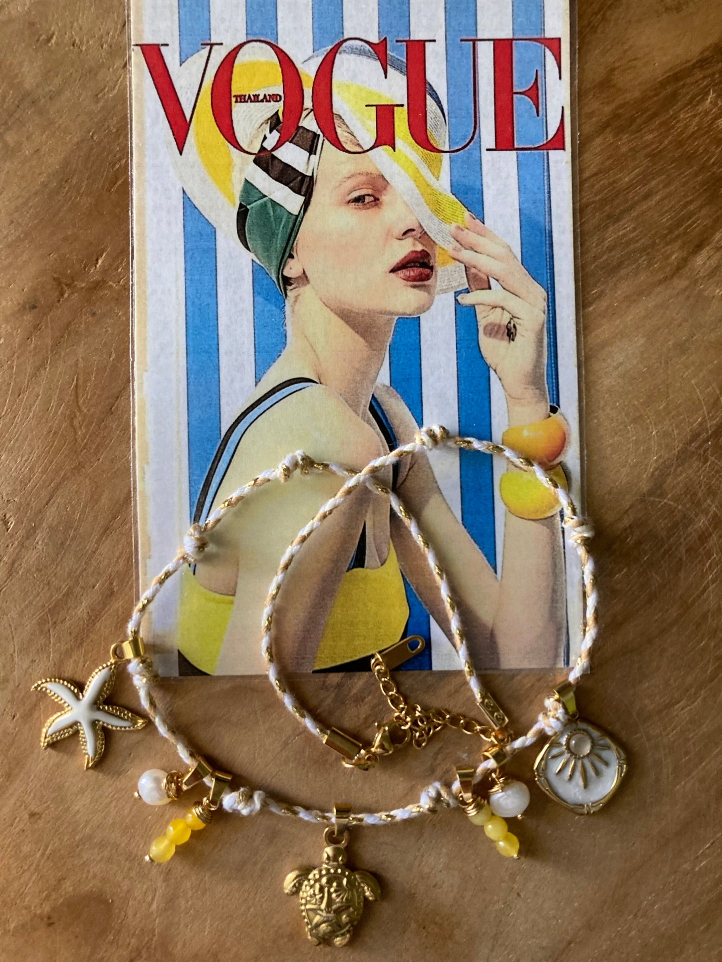 Collanina Kora Cordino Bianco 5 Pendenti