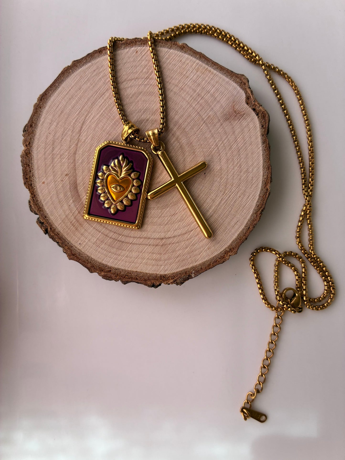 Collana Medaglia Cuore Sacro e Croce
