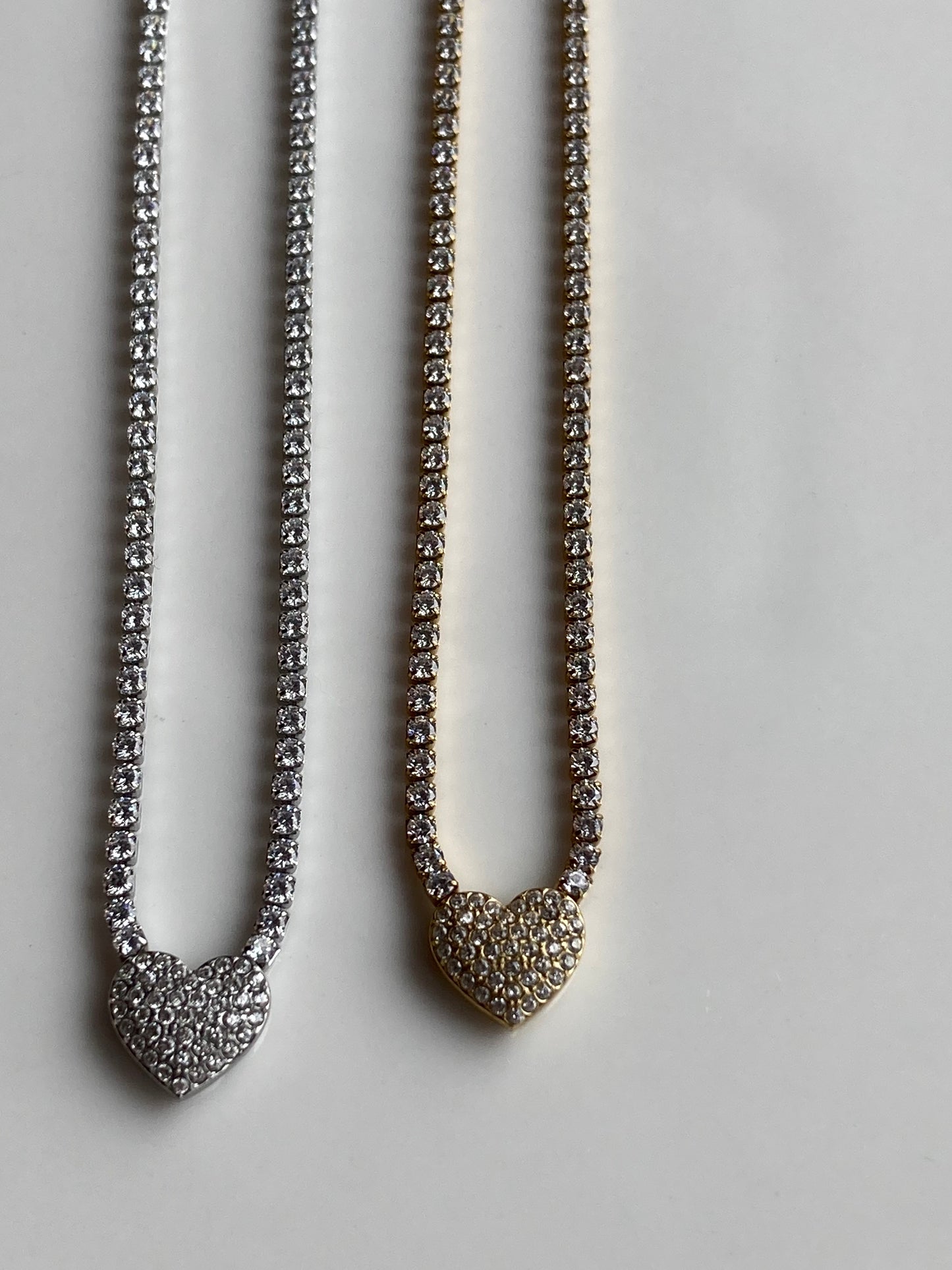 Collana Girocollo Tennis, Cuore Pavè, con Cursore