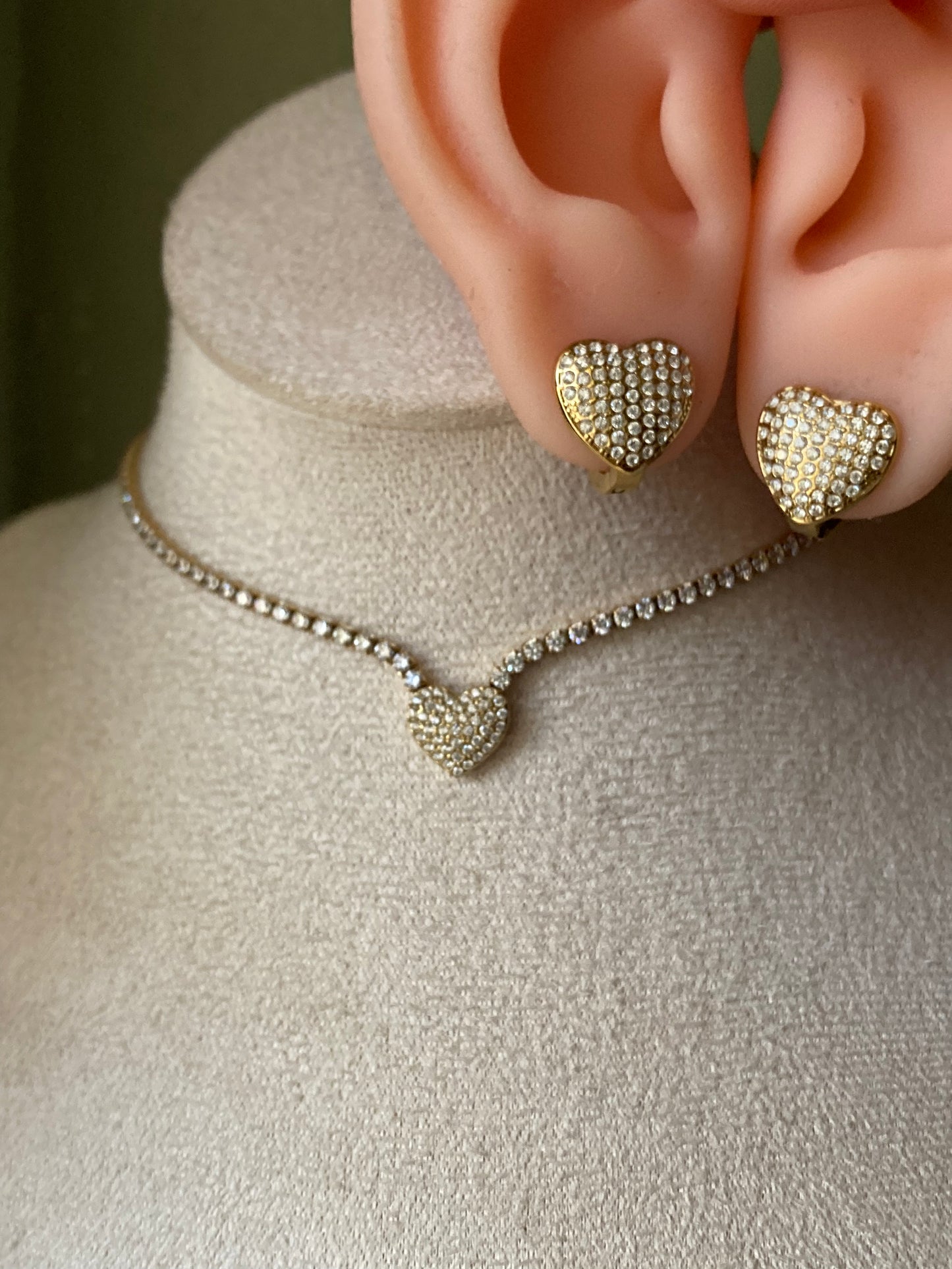 Collana Girocollo Tennis, Cuore Pavè, con Cursore