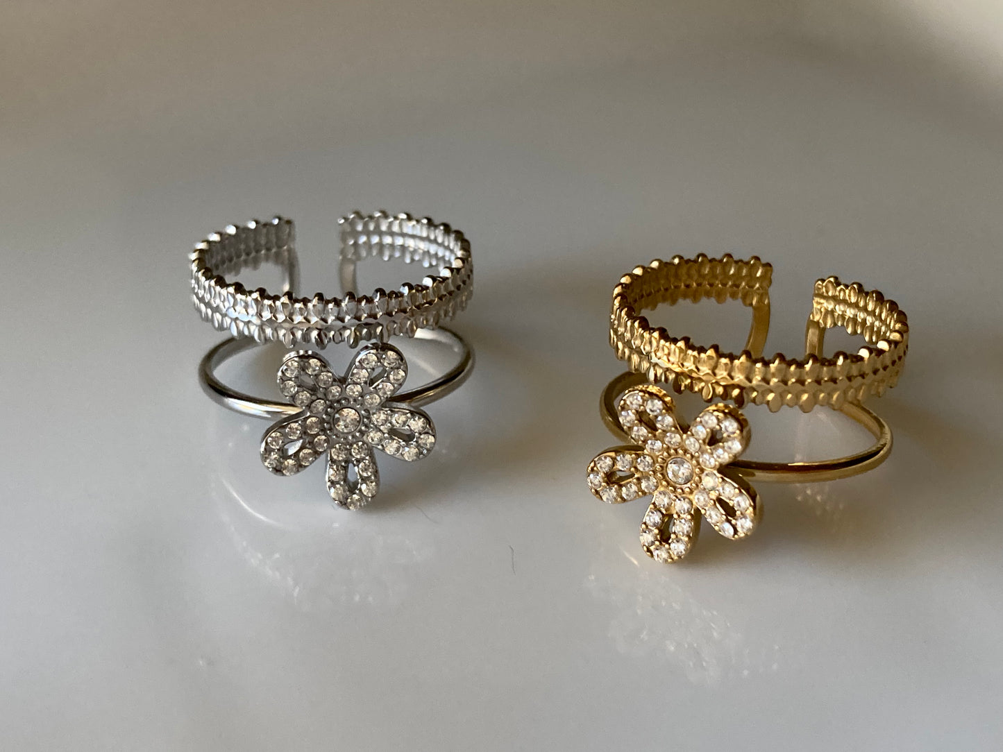 Anello Doppio Giro con Fiore