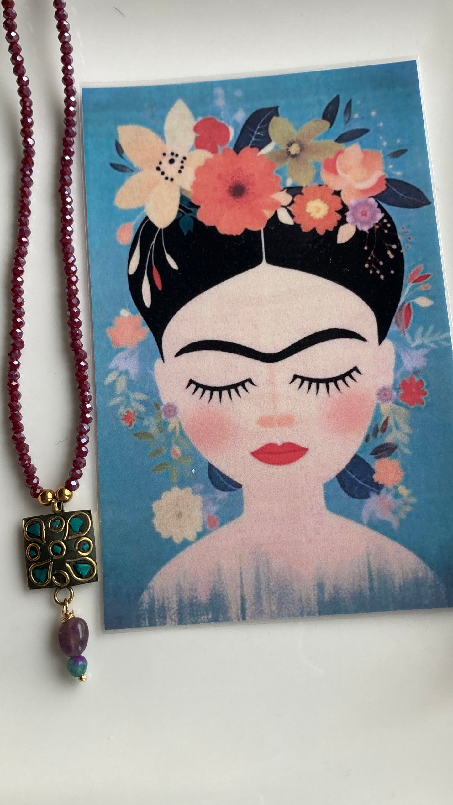 Collana Girocollo Cristallini e Pendente Indiano