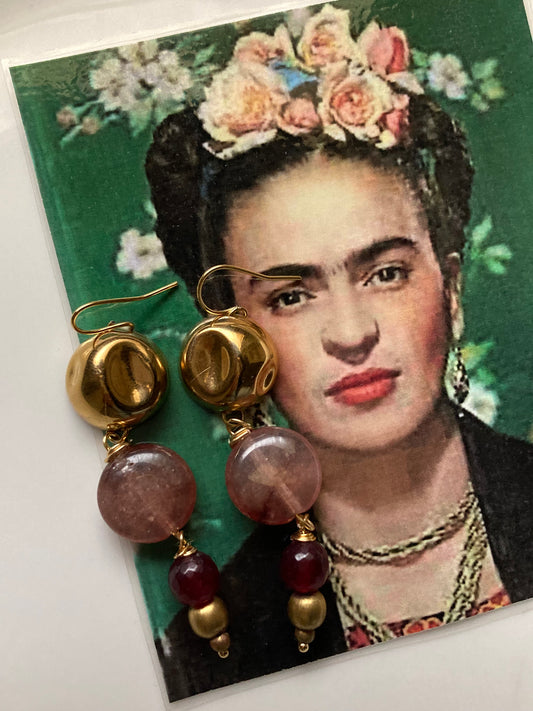 Orecchini Pepite Dorate e Pietre Dure