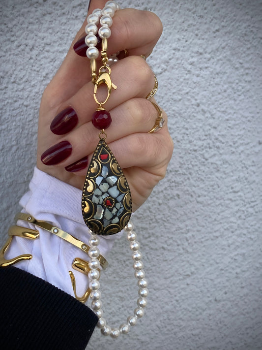Collana Perle di Majorca con Pendente Indiano
