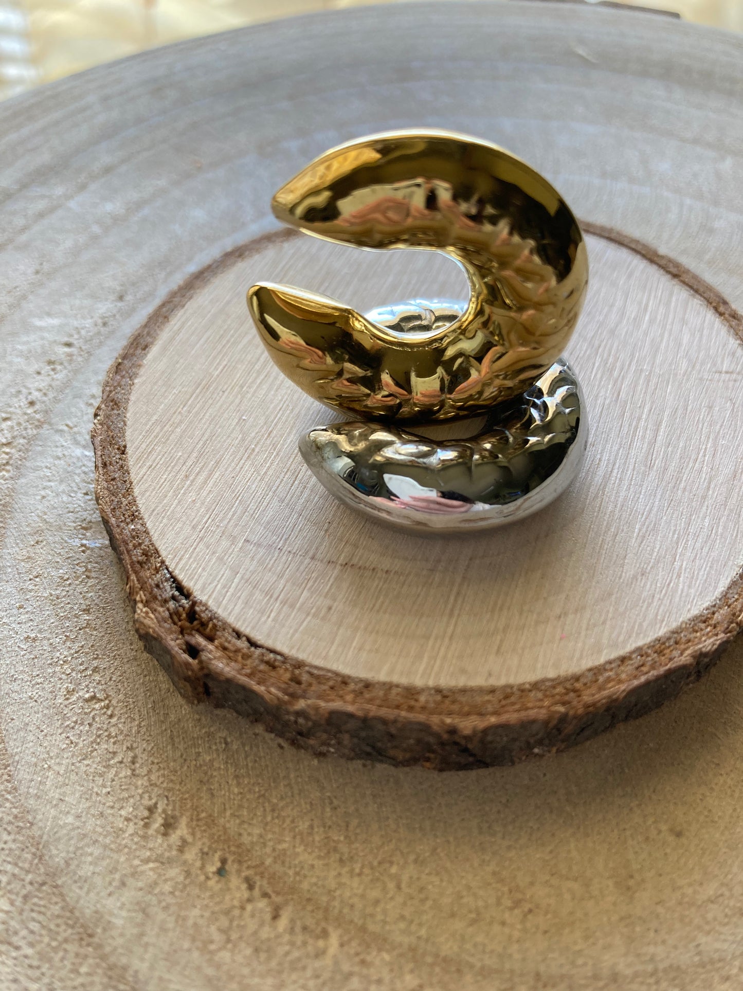 Orecchino Cuff Chunky martellato